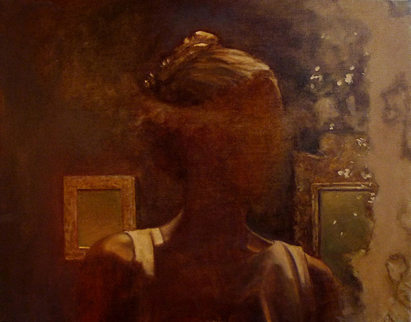 Tanja Nittka, Das Zimmer hinter der Bibliothek II (Sommerhaus), 2020/21, oil on canvas, Öl auf Leinwand